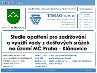 Studie opatření pro zadržování a využití vody z dešťových srážek na území  MČ Praha-Klánovice